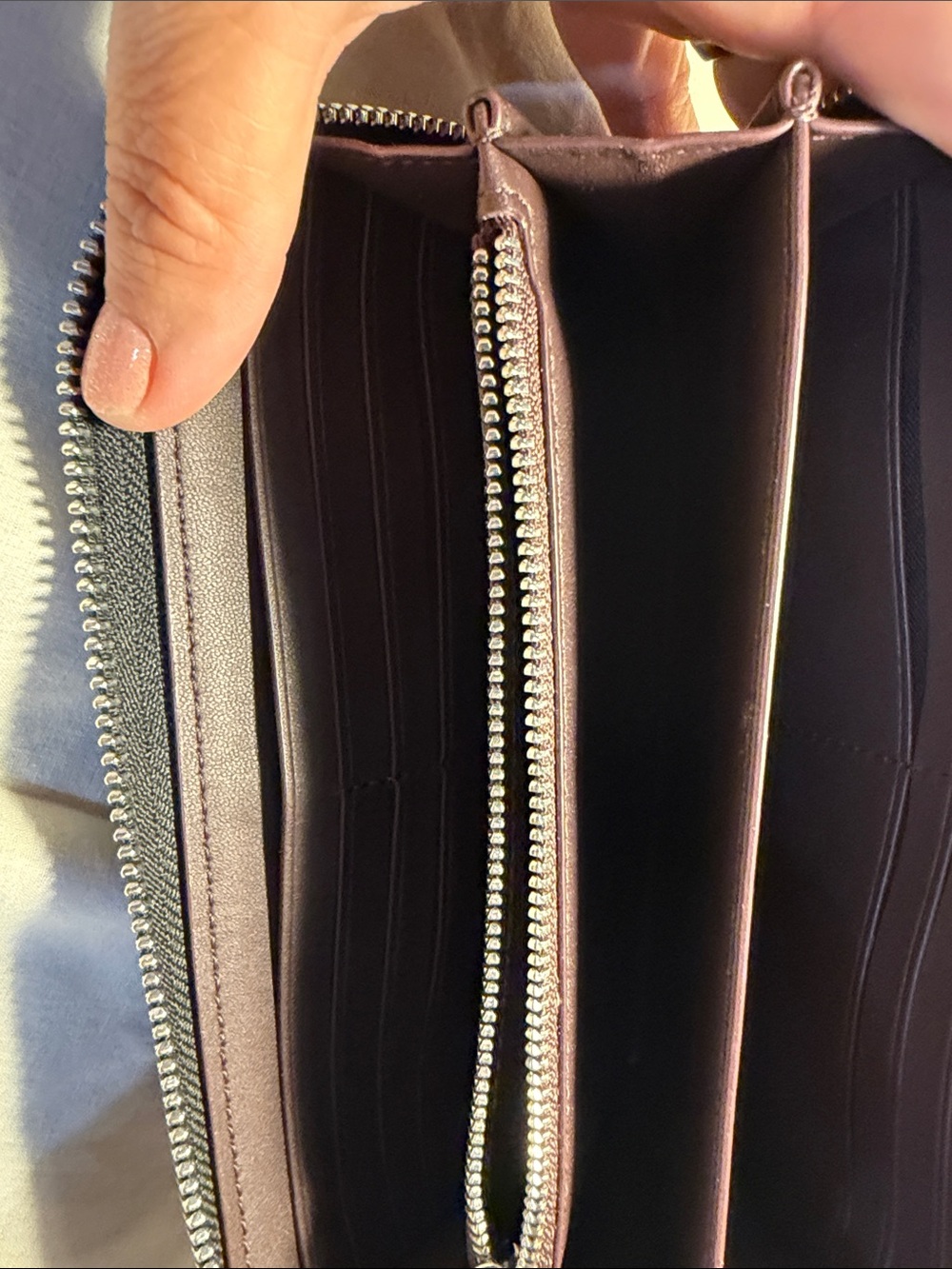 Coach Black Signature Zip-Around Wallet with Silver Hardware - Picture 4 of 12
